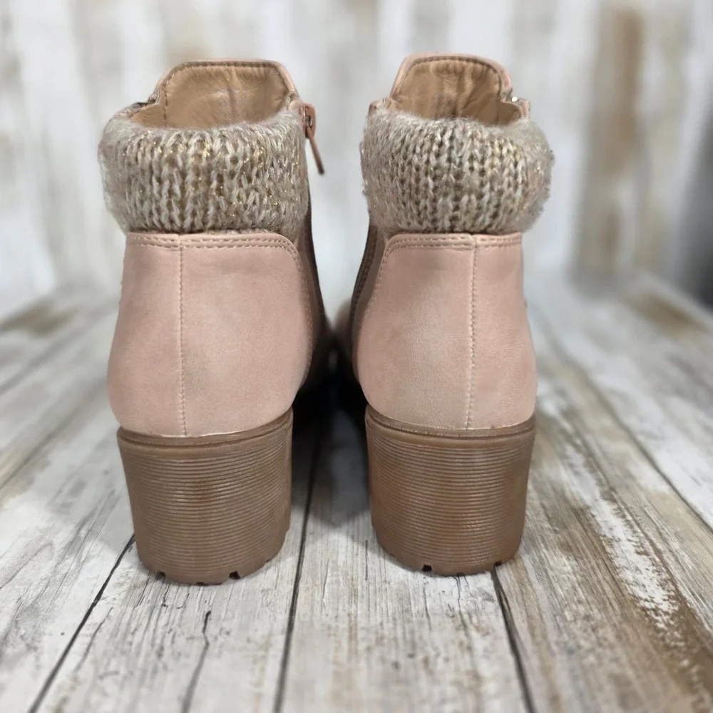 DV Dolce Vita Nautra Girls Blush Pink Faux Leather Sweater Collar Ankle Boots 3